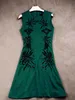 Luxury Women Embroidery A-Line Dress Fashion Beaded Round Neck Dresses 15105811