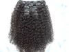 Brasilianskt hår afroamerikansk afro kinky lockigt hårklipp i mänskliga hårförlängningar naturliga svarta klippförlängningar