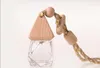 Groothandel etherische olie parfum Gebruik 6 ml lege mini glazen auto luchtverfrisser flessen met hout cap hangende touw pandent aromatherapie diffuser