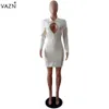 VAZN 새로운 2018 브랜드 고품질 붕대 드레스 섹시한 백리스 클럽 드레스 전체 슬리브 Strapless 화이트 Bodycon 복장 LD8010 q1118