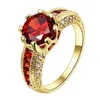 En gros Nouvelles Bagues De Fiançailles Cubique Zircone Anneaux Luxueux Rouge Bijoux Bague De Mariage Femmes Anneau Pour La Fête