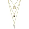 Новая Мода Европейский Стиль Серебро / Позолоченные Многослойные Цепи Звезды Шарм Супер Прозрачный Кристалл Кулон Ожерелье Для Женщин