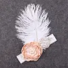 1 PC Dziewczyna Big Ostrich Hair Szyfonowa Pearl Kwiat Koronki Pałąk Akcesoria Dla Dzieci na Pióra Role Rola Odtwórz Hairband Photo Prop YM6107