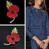 Fashion Royal British Legion Brosch Diamante Crystal Poppy Flower Brosch Pins Kate Princess Memorial Diamond Brosch Gift Gratis DHL