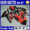 Kit de carenagem para SUZUKI GSXR 600/750 06 07 K6 carenagens brancas pretas motobike GSX R 600 GSX R 750 2006 2007 FS8