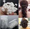 2018 Partihandel 40PCs bröllopstillbehör brudpärla hårpins blomma kristall pärla rhinestone hårstift Clips brudtärna kvinnor hår smycken