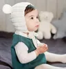 Baby beanies barn stickade björn bomull djur hattar pojkar flickor höst vinter rekvisita barn öronmuffar huvudkläder virka varma hattar vit m46