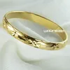 Lyxiga kvinnor 18k gul guldfylld snidad bröllop Bangle G130 inre dia. 57mm