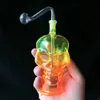 Nouveau tuyau d'eau en verre d'os de crâne de pulvérisation de couleur, tuyaux en verre tuyaux de brûleur à mazout tuyaux d'eau tuyau de bongs en verre de plate-forme