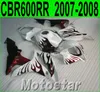 مجموعة موتوبيكي حقن صب ل fairings HONDA CBR600RR 07 08 لهيب أحمر باللون الأبيض ABS fairing kit
