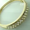 14K 14CT Yellow Gold Filled with Crystal Elegant Can Open Bangle G62