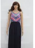 Wholesale-Summer Style 2016女性ノースリーブタンクロングドレスファッションウェーブストライプカラープリントカジュアルマキシドレスボヘミアンビーチヴェスディド