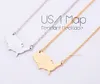 10st -disposition USA MAP NECKLACE USA Silhuett Map Necklace Geometric America Country Nation Halsband för jorden