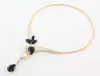 Jewelry Sets White Pearl And Black Garnet 18K Gold Plated Necklace Earrings Women Wedding Party Set