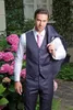 Högkvalitativ skräddarsydda Tuxedos Slim Fit Mens Bröllopskläder One Button Groom Wear Tre Pieces Formell Suit (Jacket + Pants + Vest)