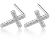 925 Sterling Silver Stud Earrings Fashion Jewelry Little Crosses Full of Diamond Crystal Elegant Style Earring for Women Girls High Quality