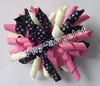 Random baby 4" hair ties M2M prints dot Curlies loop Ribbon Korker hair bows clips Girl/women Corker hair bobbles Accessories 100pcs PD007