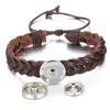 Schwarz braun 2 Farben PU Leder 18mm Druckknopf Charm Armband für Frauen Druckknöpfe Schmuck