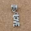 100Pcs Antique Silver Single Side LOVE Alloy Dangle Charms Beads For Jewelry Making Bracelet Necklace Findings 8x33mm