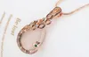 Bruiloft sieraden sets nieuwe mode rose goud gevuld opaal kristal pauw ketting oorbel set voor vrouwen db