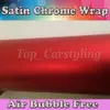 Premium Chroom Satijn Rood Vinyl Car Wrapping Film Voor Auto Voertuig Styling Met Air Release Rood Mat Chroomfolie vellen 1.52x20 m/Roll