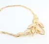 Jewelry Set Fashion Women 18K Gold Plated Crystal Leaves Necklace Ring Earring Bracelet Wedding Party Jewellery Sets