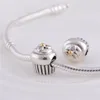 2016 neue 925 Sterling Silber Schraube Gewinde Cupcake Perle Passt Pandora Charm Armbänder Halsketten Europäischen Stil Schmuck 1 teil/los heißer verkauf