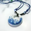 DIY Ceramic Pendants Necklace Fashion Vintage China Handmade Ethnic Necklace Blue And White Jewelry Accessories Jingdezhen hand-painted gift