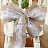 240 x 15cm Lace Bowknot Burlap Chair Sashes Natural Hessian Jute Linen Rustic Chair Cover Tie Bowknot for Wedding Chair Decor DIY Crafts