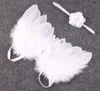 10set Angel Wings Feather Wings Baby Girl Flower Spets pannband PO Skjut hårtillbehör för nyfödda huvudband Kostym PO P8275093