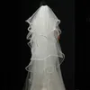 Fantastiska brudslöjor Vit Elfenben Soft Tulle Wedding Veil 4 Lager Slöjor Med Boned Edge Wave Bröllop Accessaries med Comb Ruffled