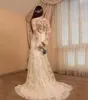Bohemian 2017 Abiti da sposa eleganti a sirena in pizzo pieno con illusione maniche lunghe bottoni ricoperti sul retro abiti da sposa lunghi personalizzati EN11107