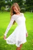 Short Casual Country Wedding Dress With Long Sleeves Crystal Neckline Knee Length Full Lace Wedding Gowns Beach Bridal Dresses