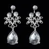 Ensemble de boucles d'oreilles et collier en cristal strass, goutte d'eau, ensemble de bijoux de mariée pour fête de mariage, accessoires de fête pour femmes et filles