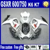 Kit de carénage de haute qualité pour GSXR 600/750 2006 2007 SUZUKI GSX-R600 GSX-R750 06 07 K6 argent noir personnaliser carénages FS82