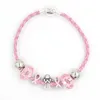 Gratis frakt Senaste Bröstcancermedvetenhet European Bead Angel Beads Rosa Band Armband Bröstcancerarmband