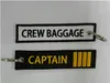 Capitão Quatro Barras Crew Bagagem Keychain Aviação Presente Da Corrente Chave Da Bagagem Tag Zipper Puxar Tecido Bordado Tags 13.9x3.1 cm 100 pcs muito
