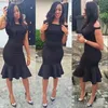New 2017 Little Black Knee Length Cocktail Party Dresses Cheap Off The Shoulder Short Dresses Party Evening Custom Made China EN12119