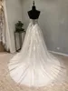 Sexy Illusion Champagne Wedding Dress Spaghetti Straps Sweetheart See Through Top Lace Appliques Country Tulle Bridal Gown Corset Back