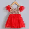 2016 sommar ny ankomst barn klänningar tjej glittrande paljettklänning med 5 färger söta baby flicka spets tutu prinsessan klänning barn summ7017286