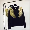 Ny stil Fashion Angel Wings Broderi Sequins Långärmad Sweatshirt Jumper Pullover Hoody Tops Blouse Coat Women's Fashion Sweatshirt