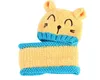 子供ウールニットハットスカーフ2個/セット赤ちゃんかわいいかぎ針塗り暖かい厚いカシミヤ猫の耳キャップビーニー秋冬女の子のスカーフ
