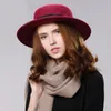 Wool Boater Flat Top Chapéu Mulheres Homens Sentia Larga Brim Fedora Cap Laday Prok Pie Chapeu de Feltro Bowler Gambler Hat