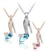 Meisje Noble 18K Vergulde Sieraden Assepoester Crystal Shoes Hanger Oostenrijk Crystal Necklace