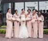 Long Sleeves Aso Ebi Style Bridesmaid Dresses V Neck Mermaid Bridesmaid Gown Chiffon Cheap Dress Formal Dress 2015 Winter Lace See Through