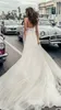 Julie Vino Vestidos de novia con cuentas llenas Vestidos de novia sin respaldo de playa Vestido de novia Corsé de encaje Una línea de vestido de novia 260d
