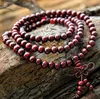 108 * 6mm autentico legno di sandalo rosso perline Buddha Malas braccialetto gioielli sani uomo polso Mala bracciali braccialetto lungo regalo di religione spedizione gratuita