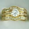 18k yellow Gold Fille engagement wedding ring sets w crystal R179 M-U2255