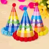 Sombrero de fiesta de cumpleaños para niños, gorros de cumpleaños multicolores para bebés, niños y niñas, feliz cumpleaños para SD4475309667