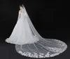 Voile cathédrale pour robe de mariée, robe de mariée, fleurs 3D, Tulle doux, bord coupé, Tulle blanc ivoire, une couche avec peigne, 3 mètres, 2019